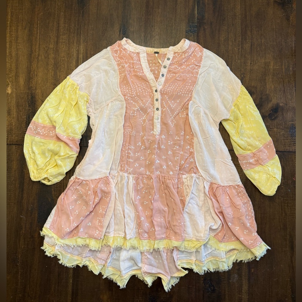 Pink and Yellow Boho Top